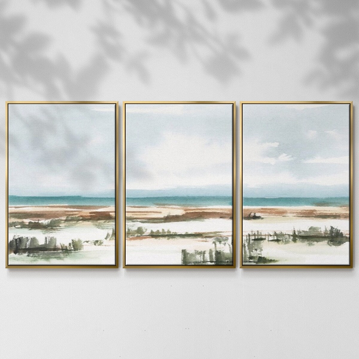 Coastal Wetlands Watercolor I - Multi Piece Framed Canvas
