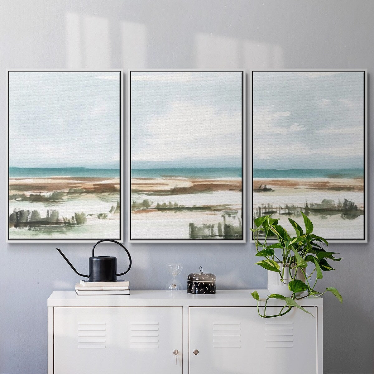 Coastal Wetlands Watercolor I - Multi Piece Framed Canvas