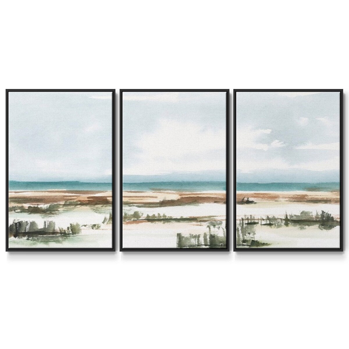 Coastal Wetlands Watercolor I - Multi Piece Framed Canvas