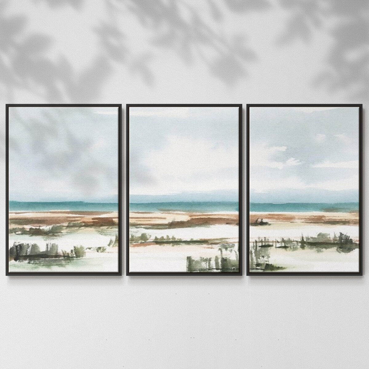 Coastal Wetlands Watercolor I - Multi Piece Framed Canvas