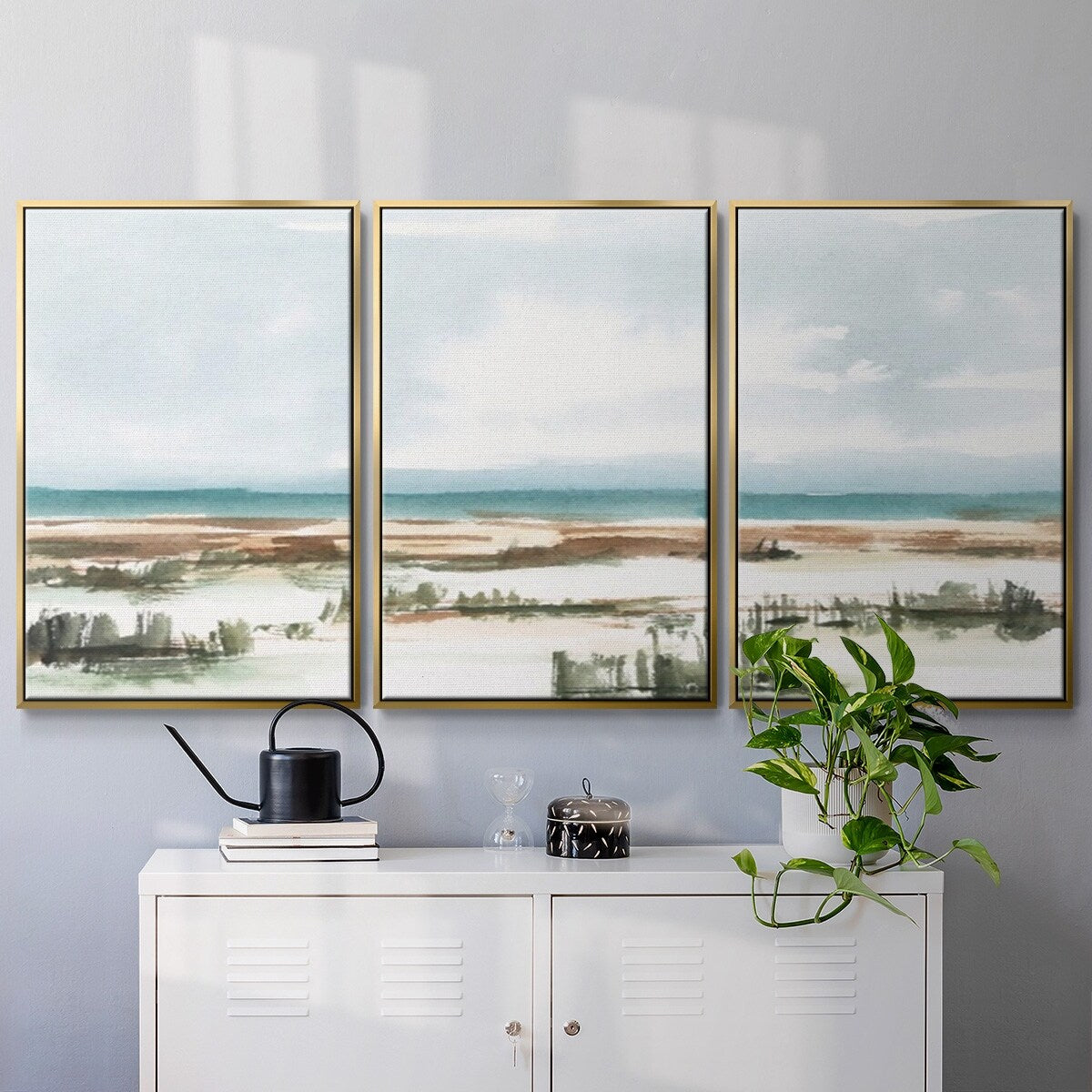 Coastal Wetlands Watercolor I - Multi Piece Framed Canvas
