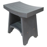 Teak Shower Bench, 18-in., Teak Bench for Shower, Teak Bench, Shower Teak Bench, Teak Wood Shower Bench, Lunar Gray,