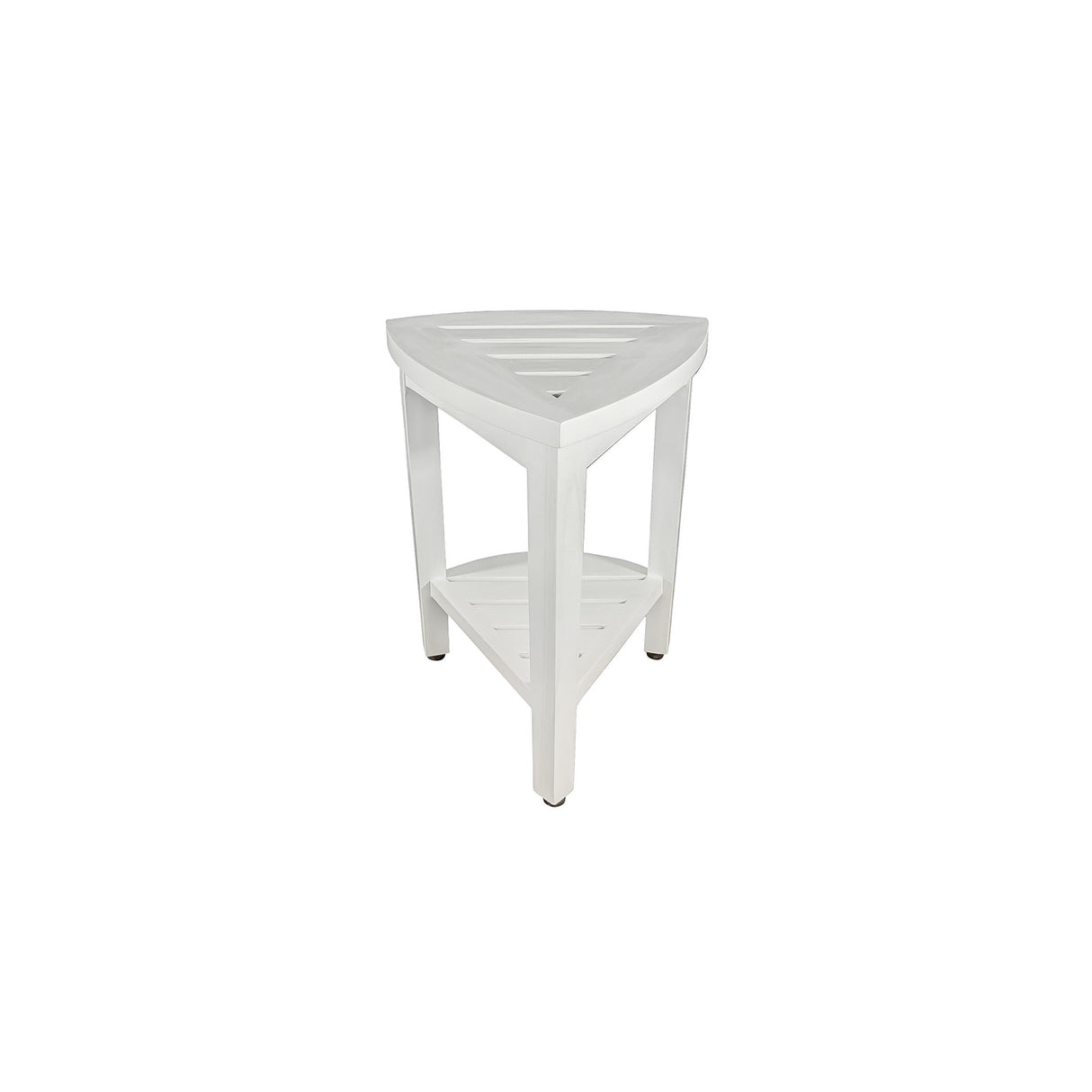 CoastalVogue Compact Solid Teak Corner Shower & Shaving Bench- Coastal DriftWood Finish