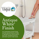 CoastalVogue Compact Solid Teak Corner Shower & Shaving Bench- Coastal DriftWood Finish