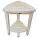 CoastalVogue Compact Solid Teak Corner Shower & Shaving Bench- Coastal DriftWood Finish