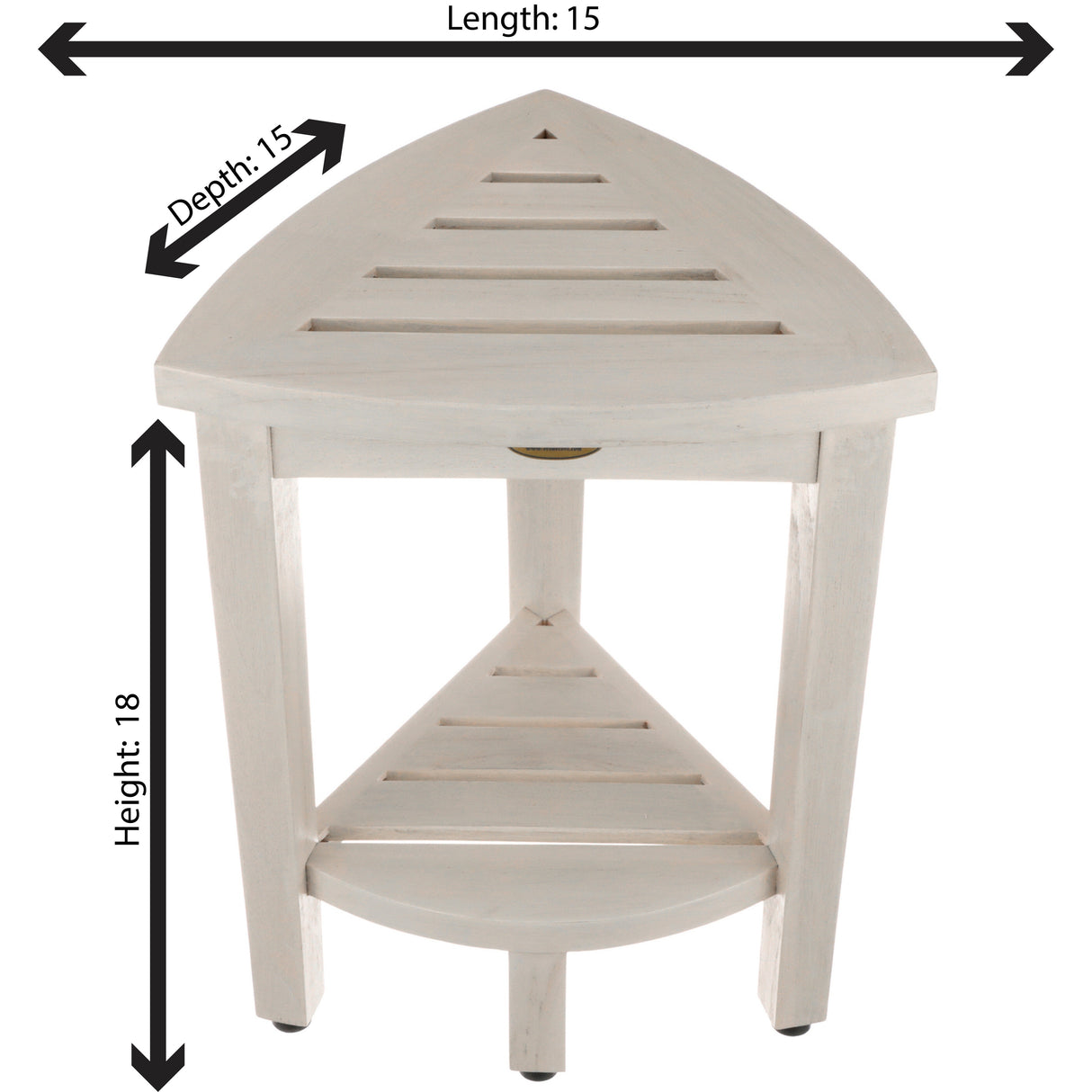 CoastalVogue Compact Solid Teak Corner Shower & Shaving Bench- Coastal DriftWood Finish