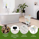 CoastalVogue Compact Solid Teak Corner Shower & Shaving Bench- Coastal DriftWood Finish
