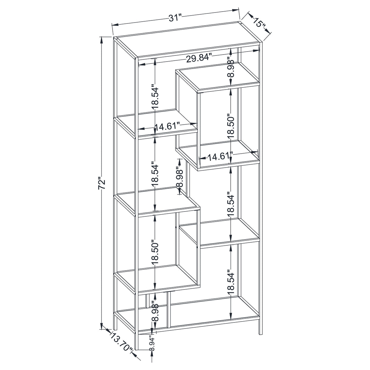 Asher Walnut 7-shelf Bookcase