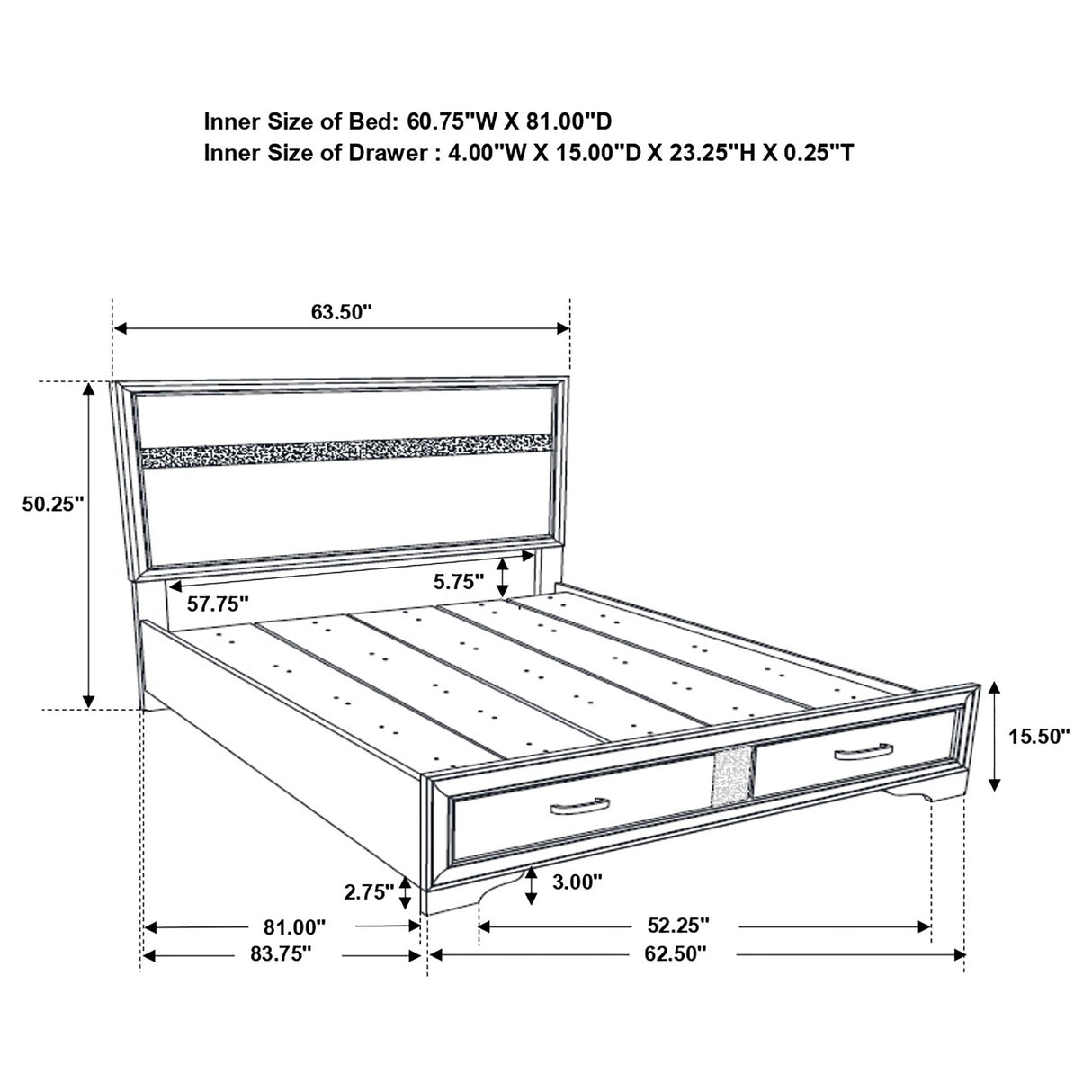 Miranda 4-piece Platform Storage Bedroom Set White