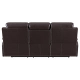 Coaster Furniture Myleene Chestnut Motion Sofa with Drop-down Table