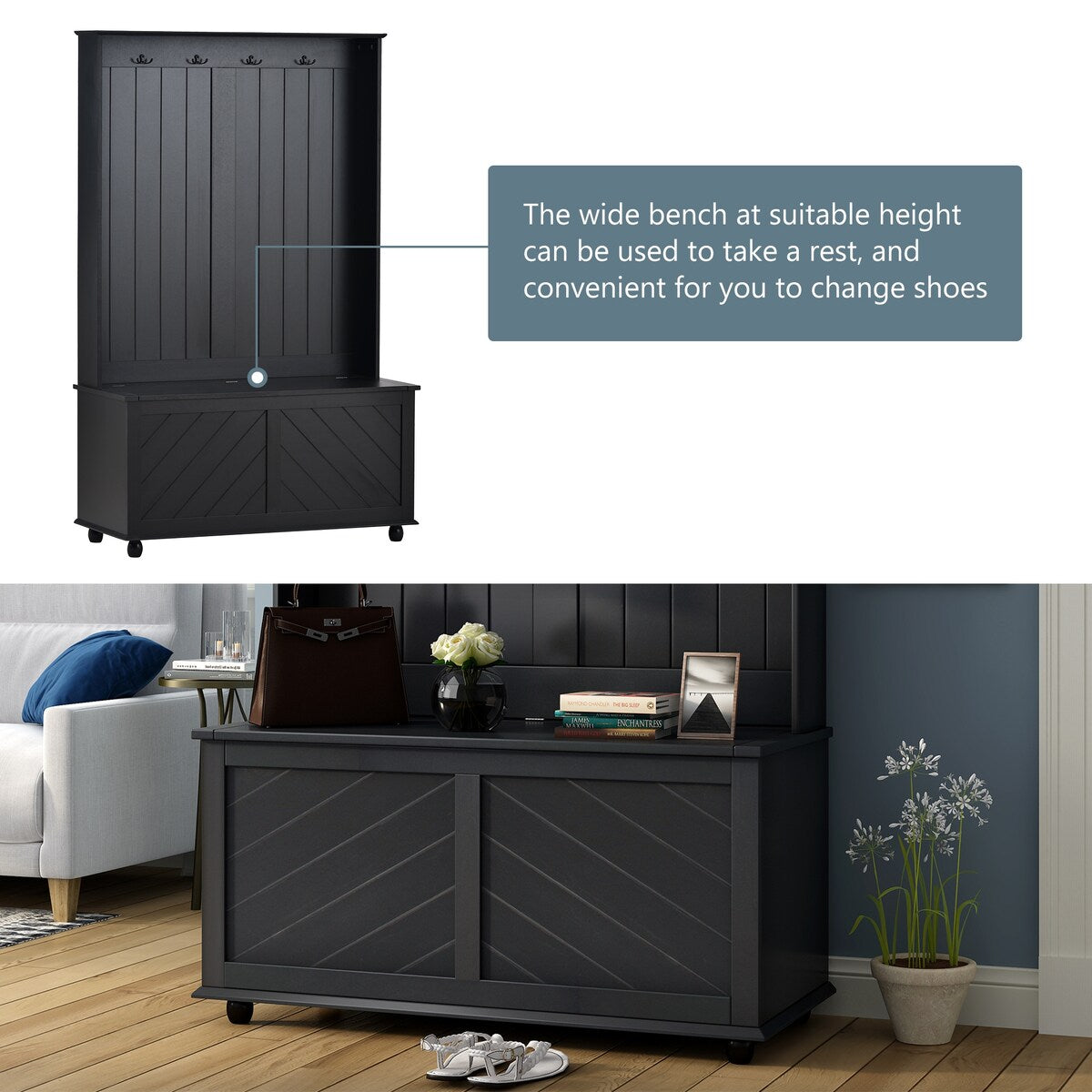 Entryway Storage Bench 3-in-1 Design