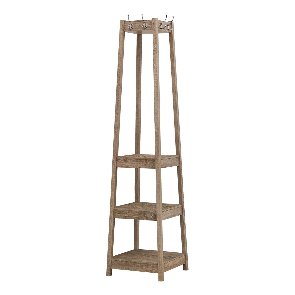 Coat Rack - 72" High - Corner With 3 Shelves