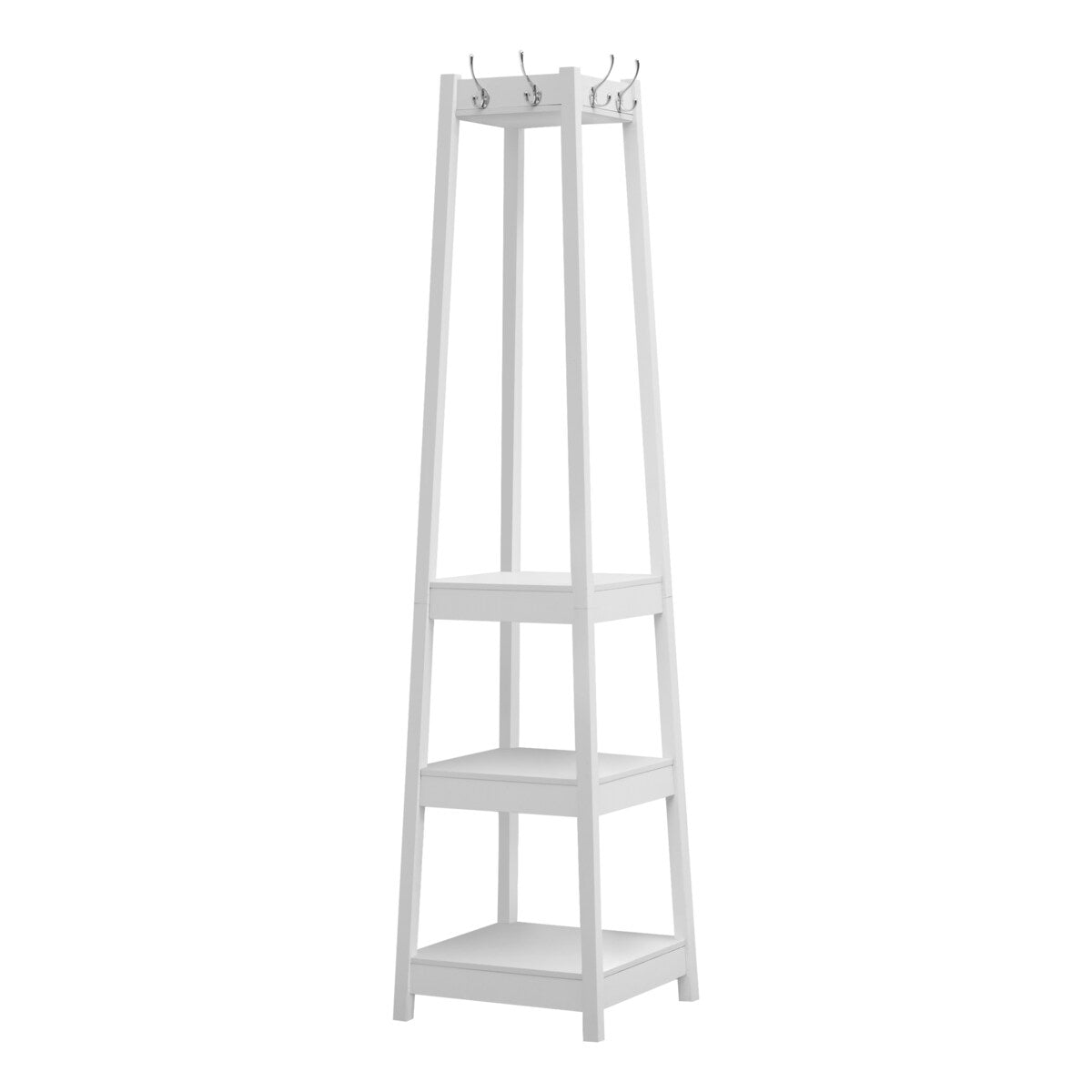 Coat Rack - 72" High - Corner With 3 Shelves