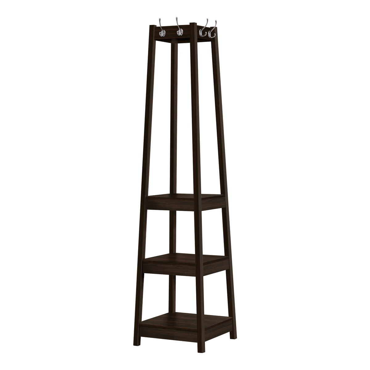 Coat Rack - 72" High - Corner With 3 Shelves