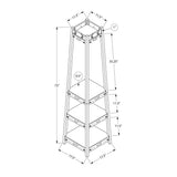 Coat Rack - 72" High - Corner With 3 Shelves