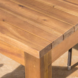 Cobalt Outdoor Wicker Wood Expandable Rectangle Dining Set with Cushions by Christopher Knight Home
