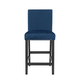 Roundhill Furniture Cobre Contemporary Velvet Counter Stool with Nailhead Trim, Set of 2
