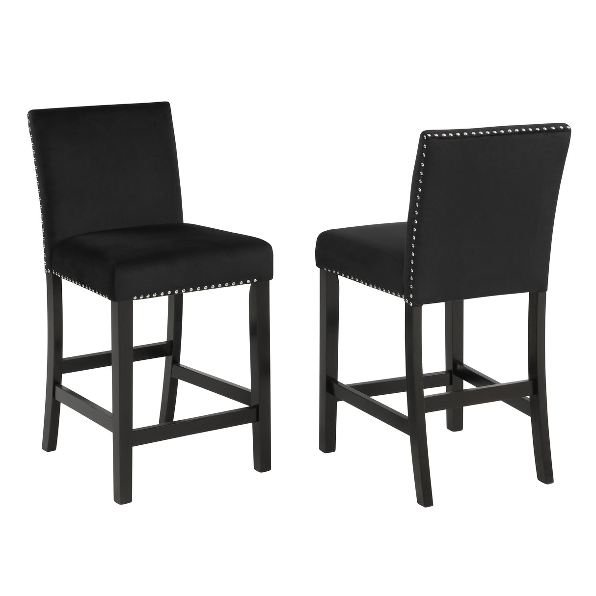 Roundhill Furniture Cobre Contemporary Velvet Counter Stool with Nailhead Trim, Set of 2