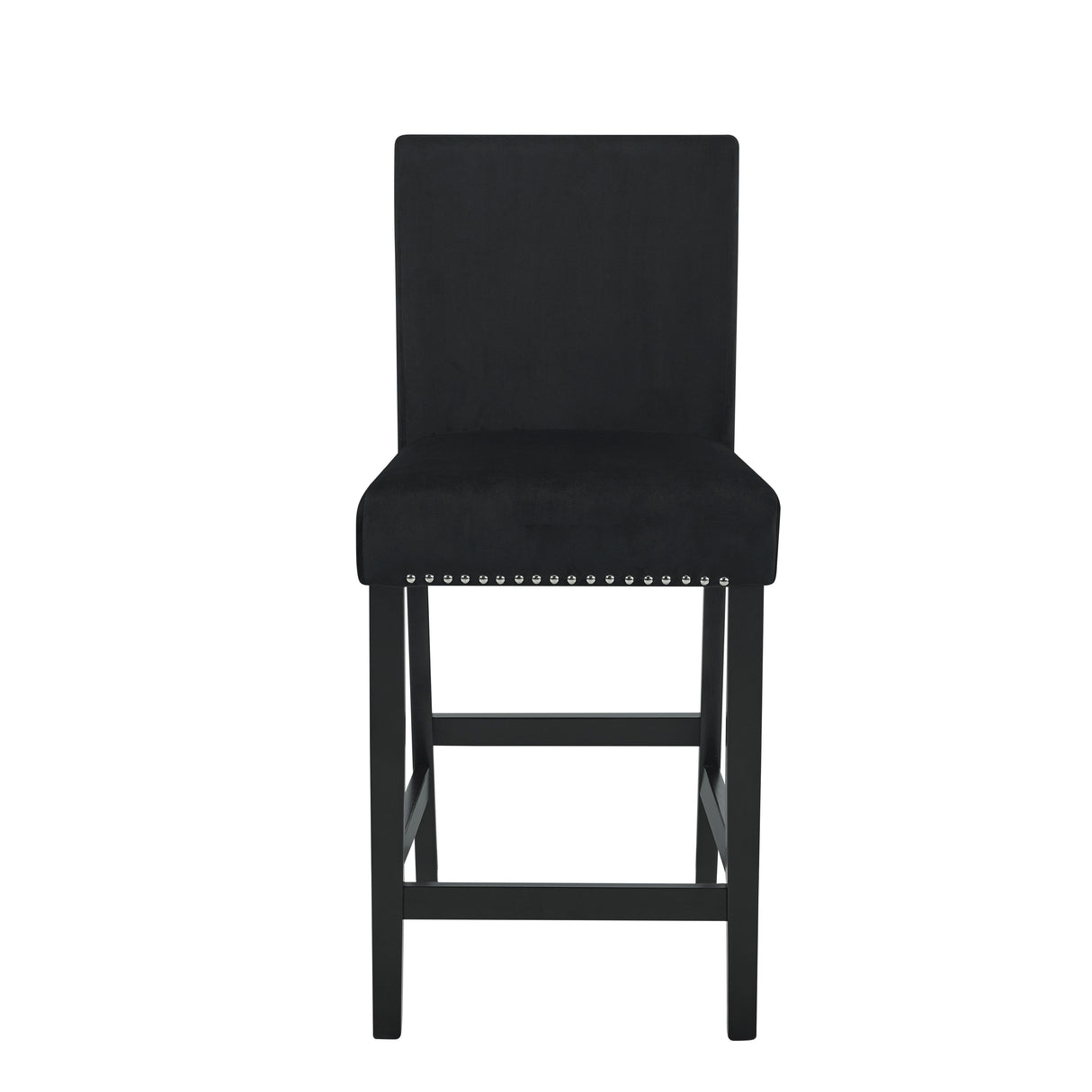 Roundhill Furniture Cobre Contemporary Velvet Counter Stool with Nailhead Trim, Set of 2