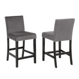 Roundhill Furniture Cobre Contemporary Velvet Counter Stool with Nailhead Trim, Set of 2