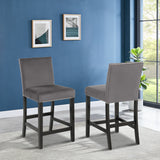 Roundhill Furniture Cobre Contemporary Velvet Counter Stool with Nailhead Trim, Set of 2