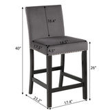 Roundhill Furniture Cobre Contemporary Velvet Counter Stool with Nailhead Trim, Set of 2