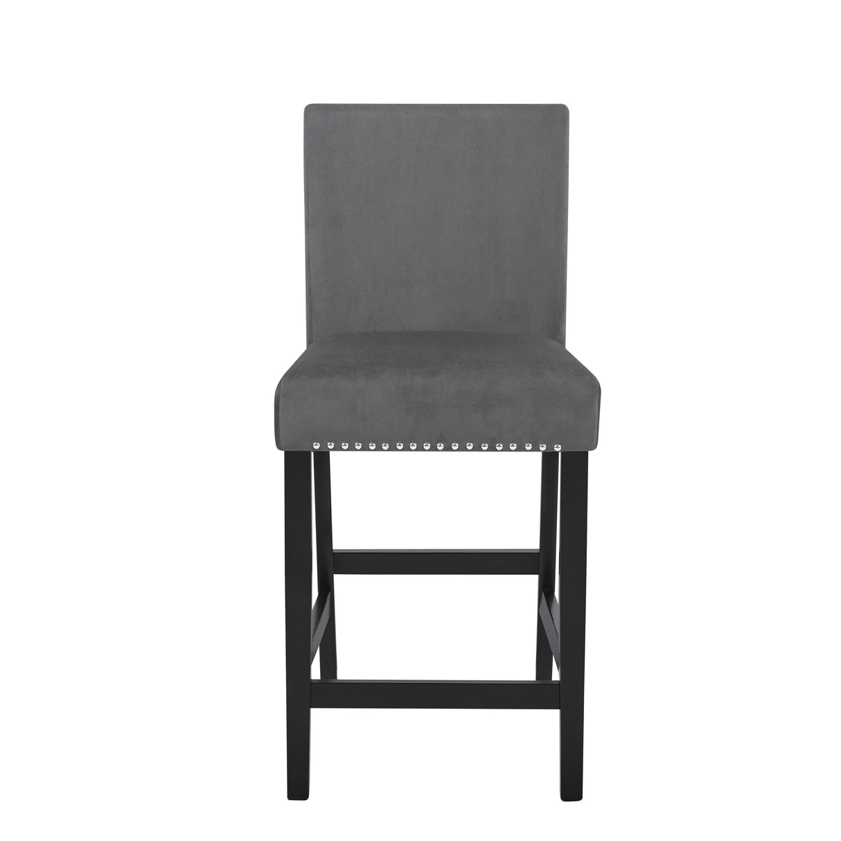 Roundhill Furniture Cobre Contemporary Velvet Counter Stool with Nailhead Trim, Set of 2