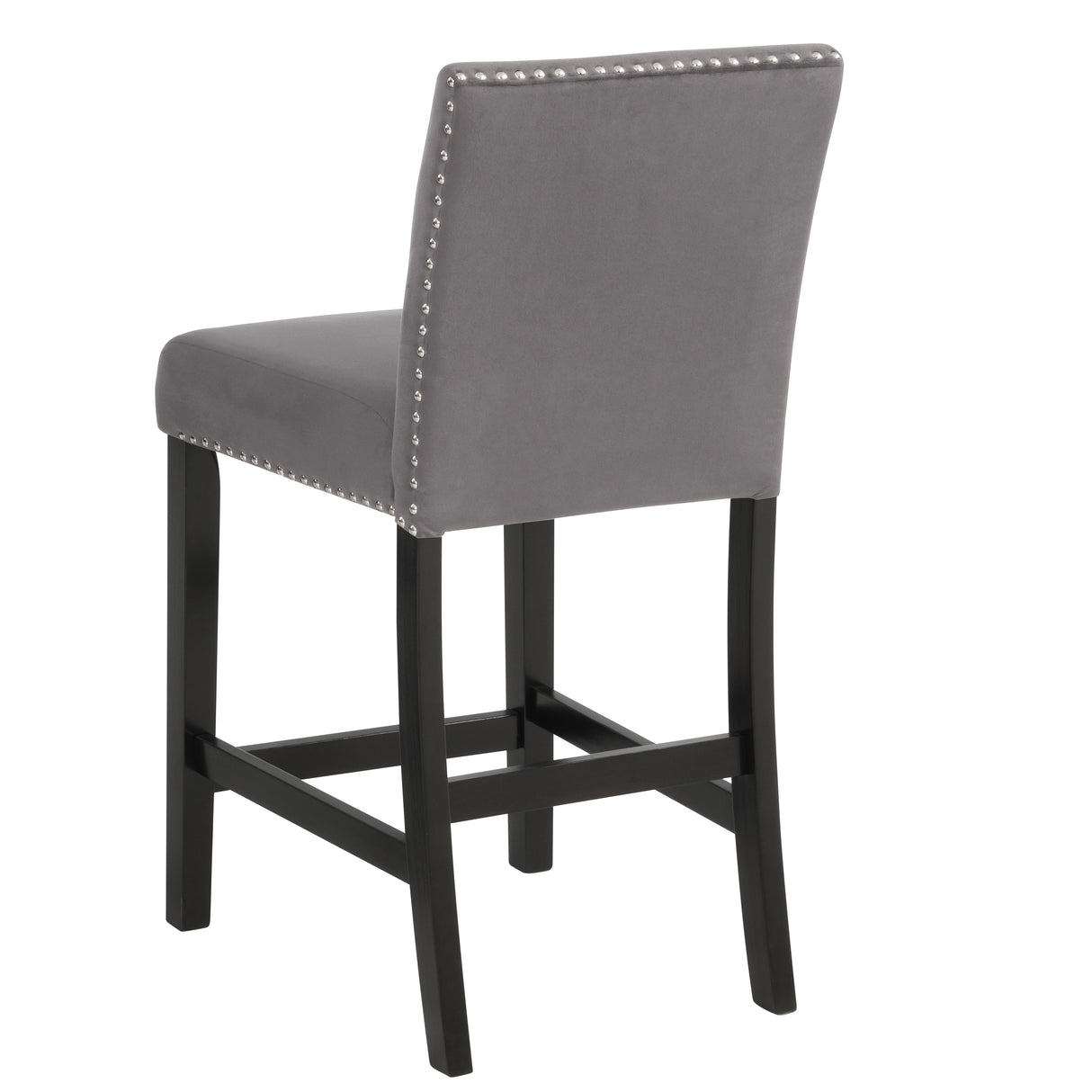 Roundhill Furniture Cobre Contemporary Velvet Counter Stool with Nailhead Trim, Set of 2