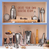 Cocktail Shaker Set Bartender Kit by BARILLIO: Complete Bar Tool Set - 16.18 x 11.18 x 6.18 in
