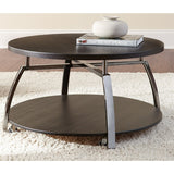 Cocktail Table with Casters,Soft Round Shapes,Silvershield Laminate Tops,Black Nickel Base,Aggressive Profile