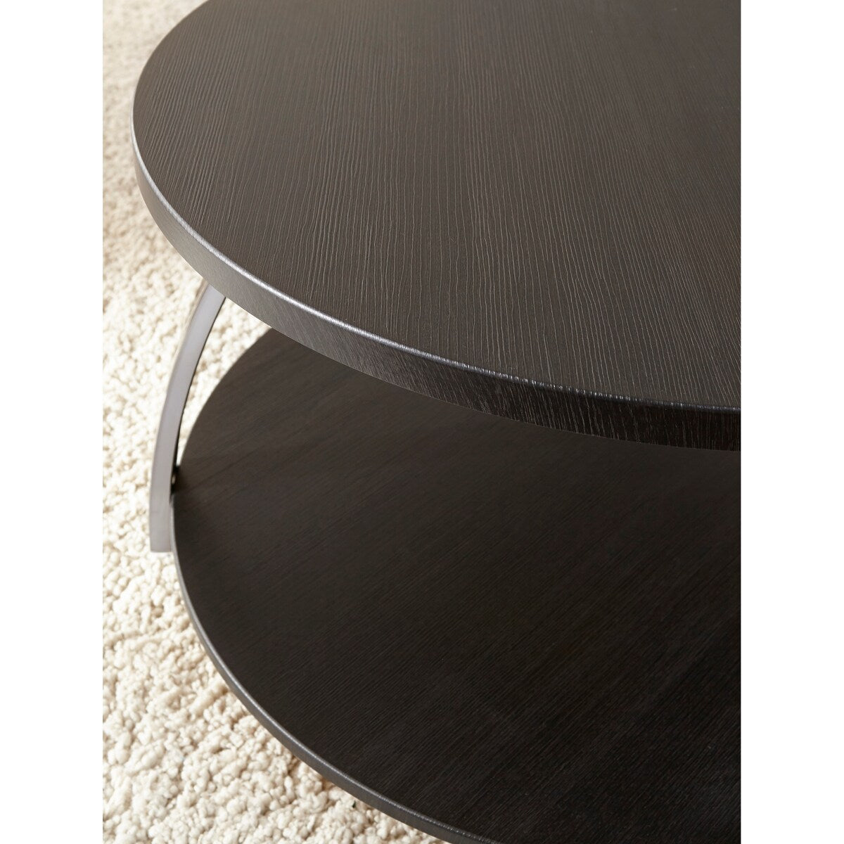 Cocktail Table with Casters,Soft Round Shapes,Silvershield Laminate Tops,Black Nickel Base,Aggressive Profile
