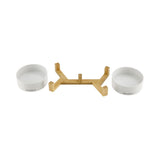 Coco Dual Pet Bowl with Wood Stand 5.11'' in White - 10.8