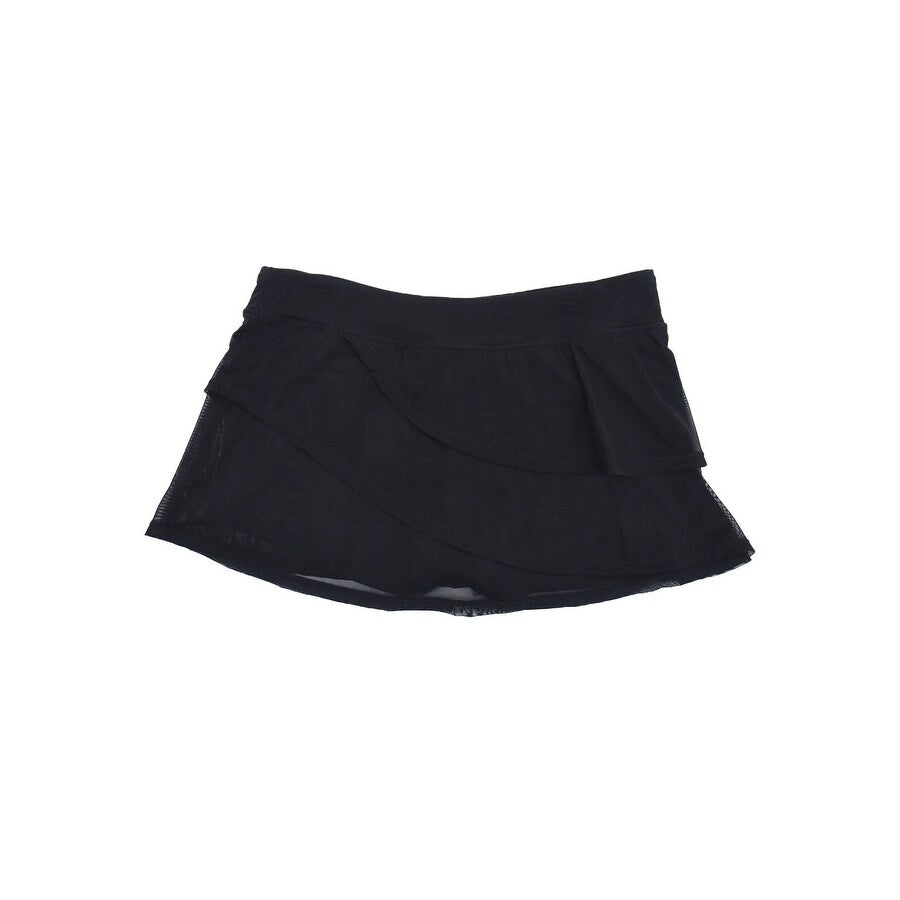 Coco Reef Women's Illusion-Overlay Mesh Skirt Swim Bottom Swimsuit (M, Black)