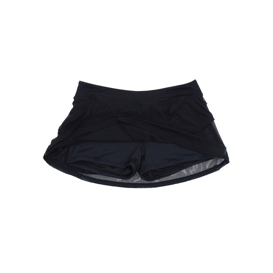 Coco Reef Women's Illusion-Overlay Mesh Skirt Swim Bottom Swimsuit (M, Black)