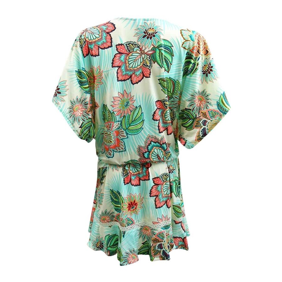 Coco Reef Women's Tropical Lotus Dress Swim Cover-Up (S, Ivory Multi)