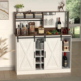 Coffee Bar Cabinet, 47'' Sideboard Buffet Cabinet with 20-color LED Lights and 6.5FT Outlet