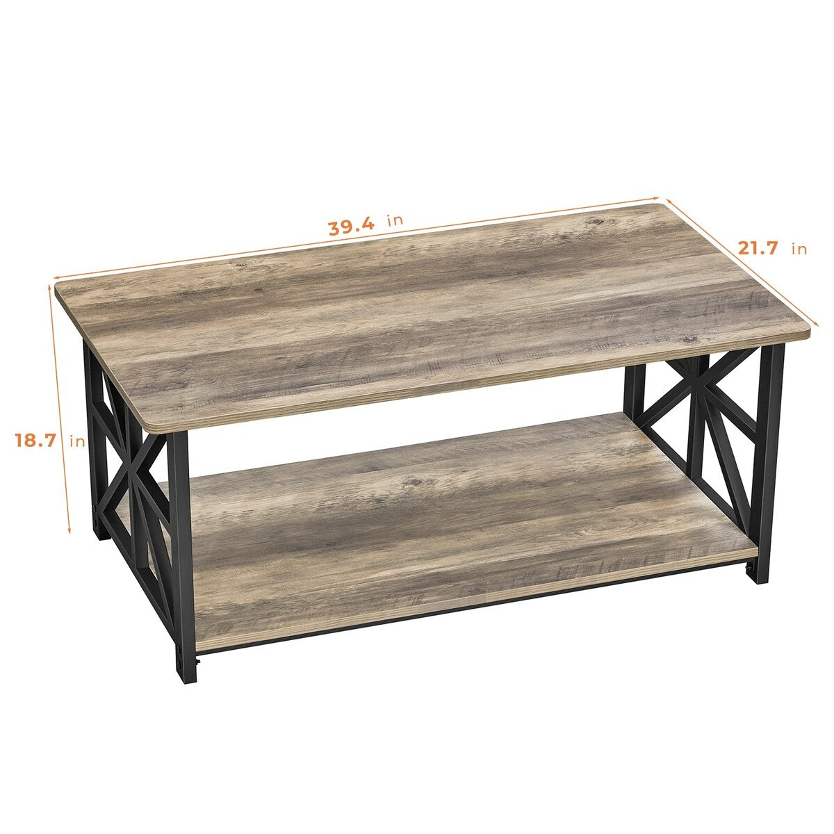 Coffee Table for Living Room with Round Corners Farmhouse Style Center Table with Storage Shelf 39 In Space Saving Easy Assembly