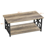Coffee Table for Living Room with Round Corners Farmhouse Style Center Table with Storage Shelf 39 In Space Saving Easy Assembly