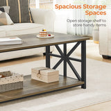 Coffee Table for Living Room with Round Corners Farmhouse Style Center Table with Storage Shelf 39 In Space Saving Easy Assembly