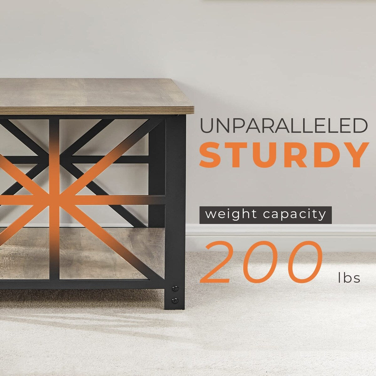 Coffee Table for Living Room with Round Corners Farmhouse Style Center Table with Storage Shelf 39 In Space Saving Easy Assembly