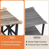 Coffee Table for Living Room with Round Corners Farmhouse Style Center Table with Storage Shelf 39 In Space Saving Easy Assembly