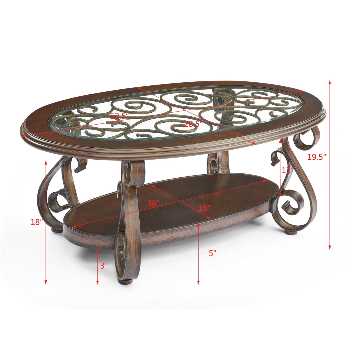 Coffee Table with Glass Table Top