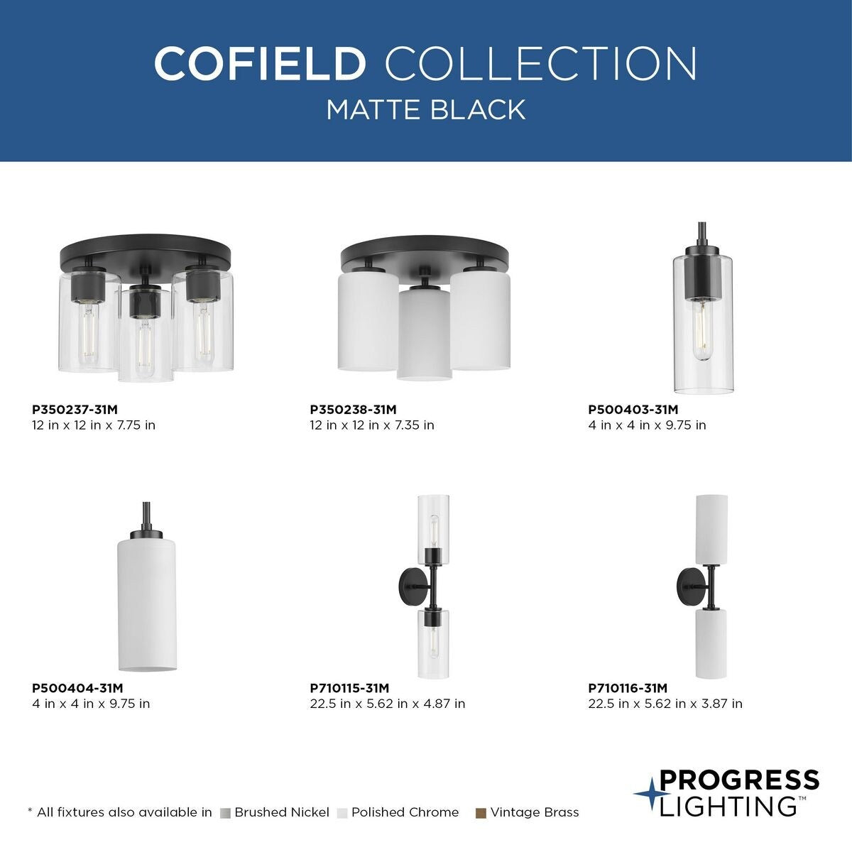 Cofield Collection 12 in. Three-Light Matte Black Transitional Flush Mount - 12 in x 12 in x 7.75 in