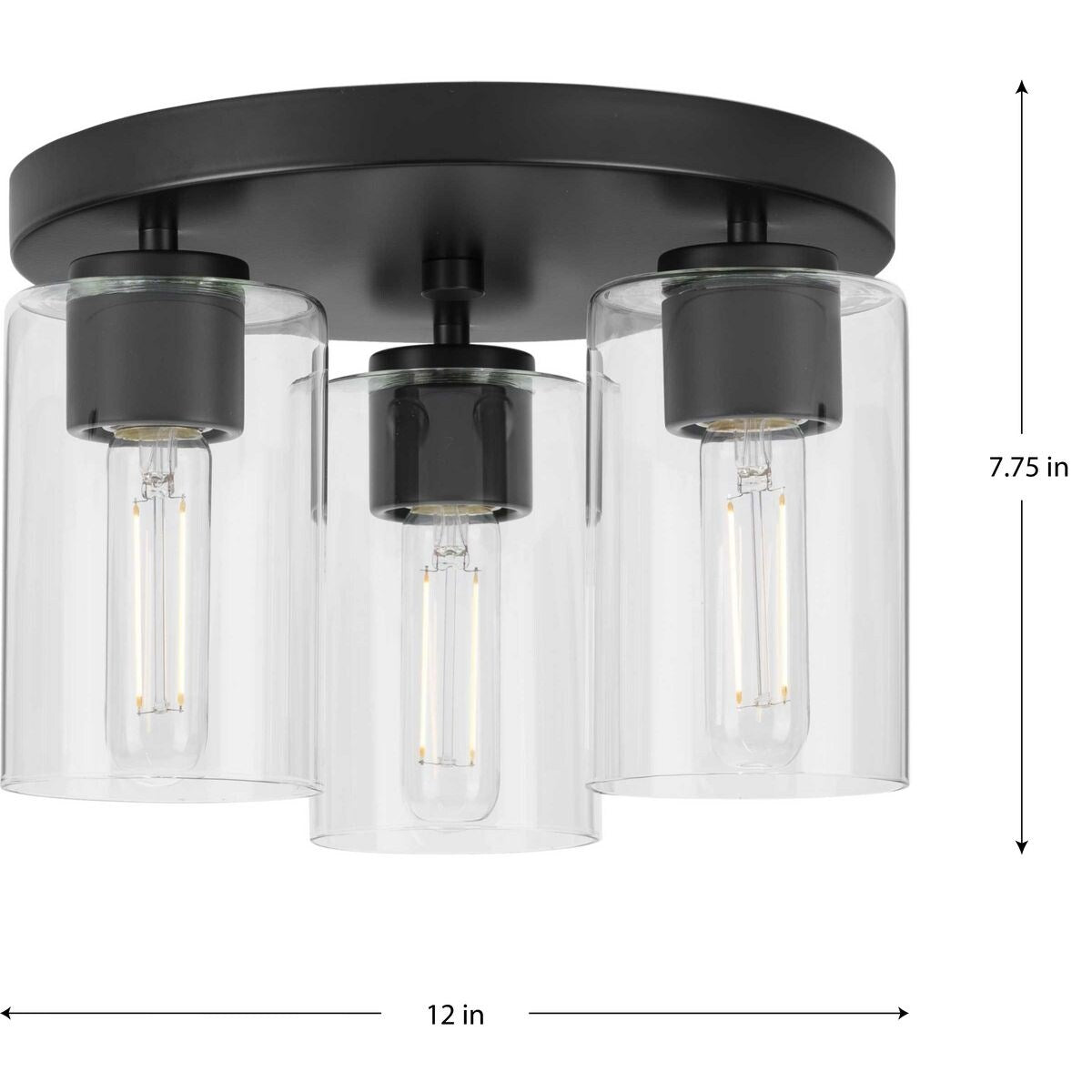 Cofield Collection 12 in. Three-Light Matte Black Transitional Flush Mount - 12 in x 12 in x 7.75 in