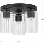 Cofield Collection 12 in. Three-Light Matte Black Transitional Flush Mount - 12 in x 12 in x 7.75 in