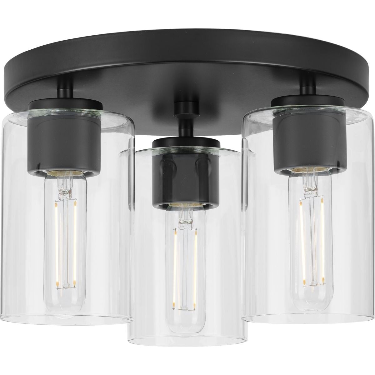 Cofield Collection 12 in. Three-Light Matte Black Transitional Flush Mount - 12 in x 12 in x 7.75 in