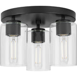 Cofield Collection 12 in. Three-Light Matte Black Transitional Flush Mount - 12 in x 12 in x 7.75 in