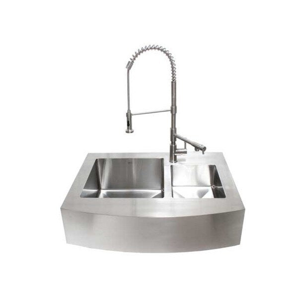 Stainless Steel Coil Spring Pull-out Sprayer Dual Spout Kitchen Faucet