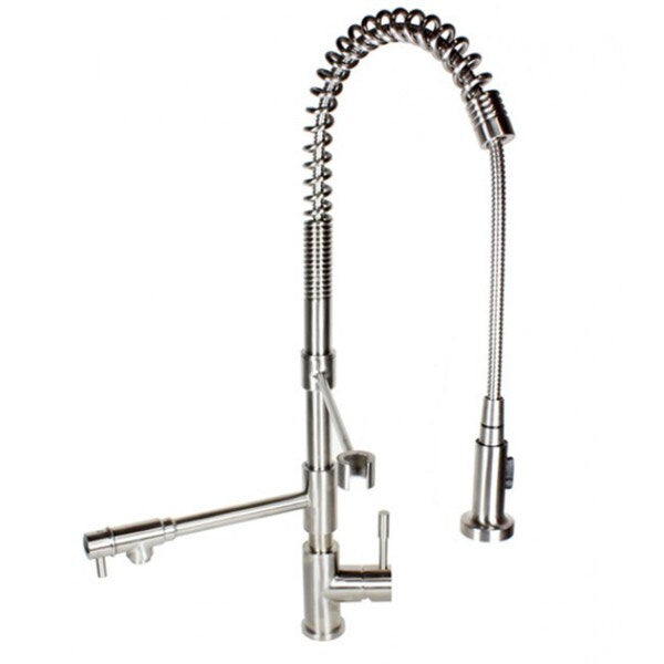 Stainless Steel Coil Spring Pull-out Sprayer Dual Spout Kitchen Faucet
