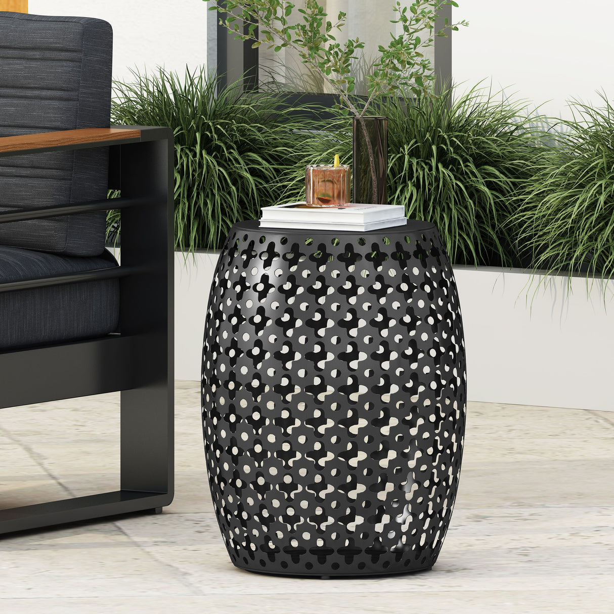 Colcord Outdoor Metal Side Table by Christopher Knight Home